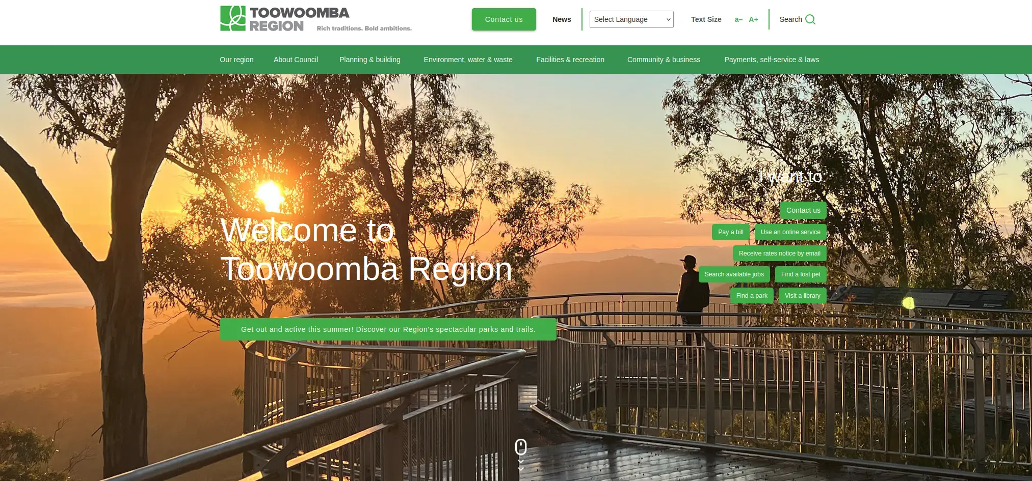 Toowoomba council home page in 2023