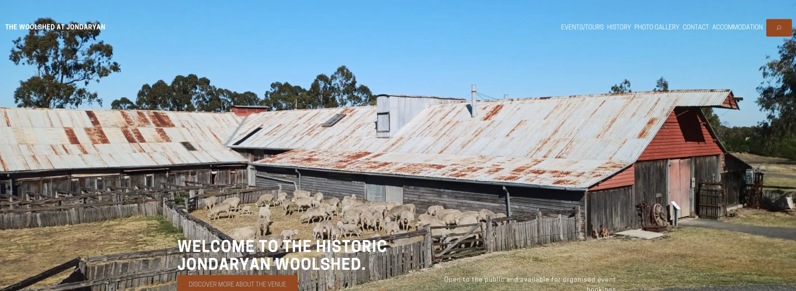 The Woolshed website in 2024